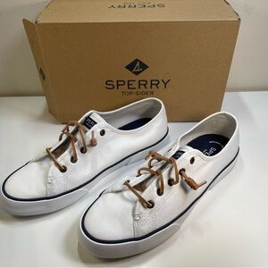 Sperry Pier View Core STS95128 White Canvas Low Top Sneakers Womens Size 9.5